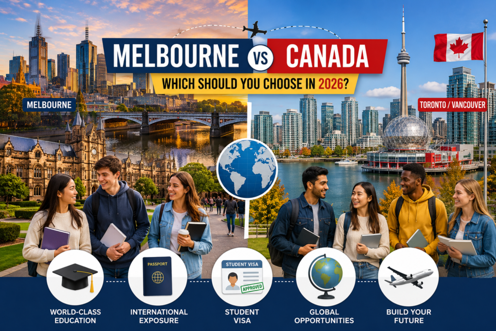 Study in Melbourne or Canada: Which Is Better for International Students in 2026? "Melbourne vs Canada – Which Should You Choose in 2026?"