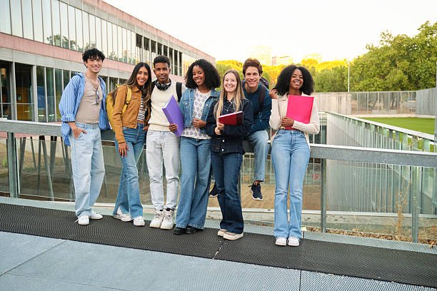 Students walking on a university campus in the Netherlands